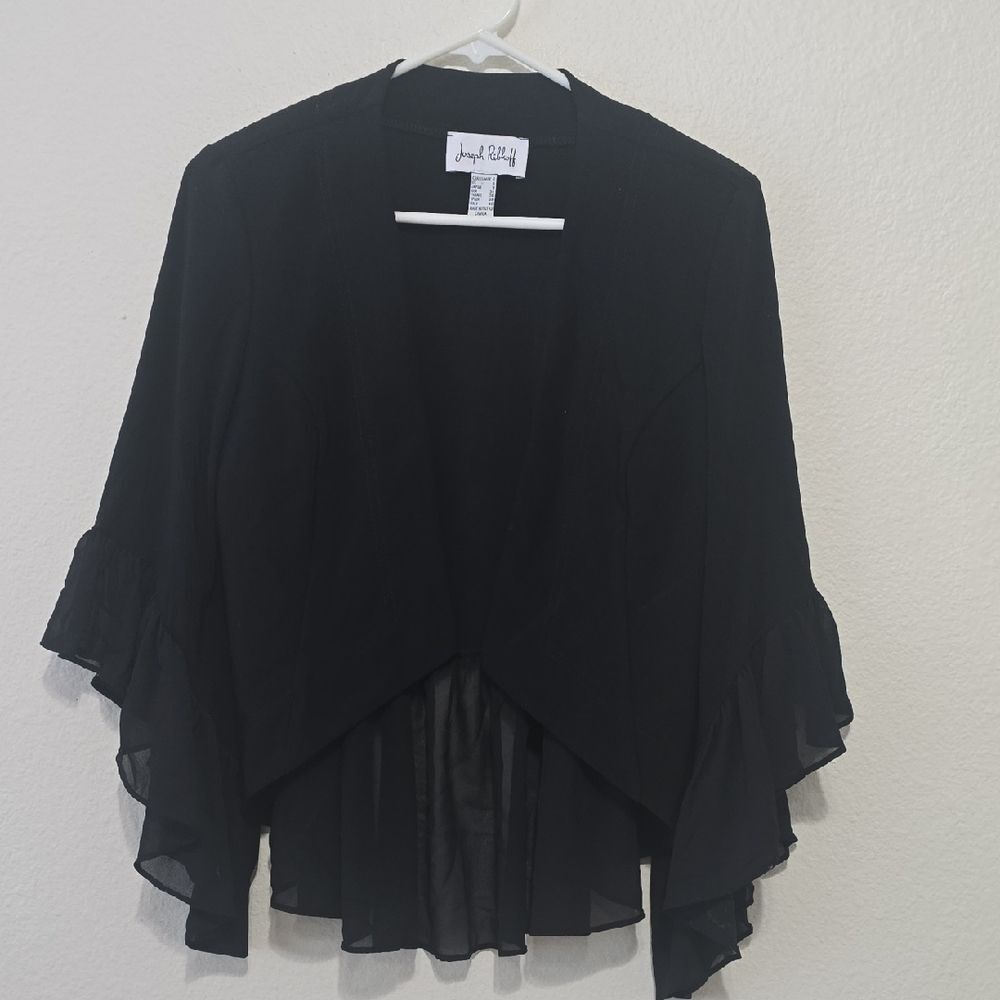 Joseph Ribkoff Black Ruffled Sleeve Shrug 6‎